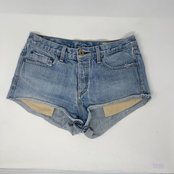 Rag & Bone Womens Blue Medium Wash Denim Cuffed Hem Hot Pants Shorts 26 - Picture 1 of 5